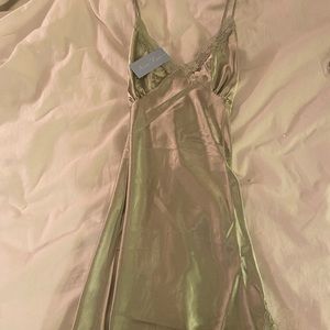 Sage satin slip dress